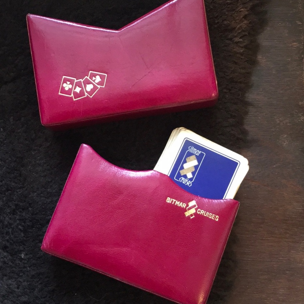 Vintage Leather Playing Card Holder